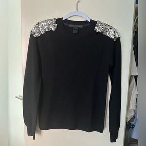 Marc by Marc Jacob’s Black Sweater with Silver Sequin Shoulder Detailing, Size S
